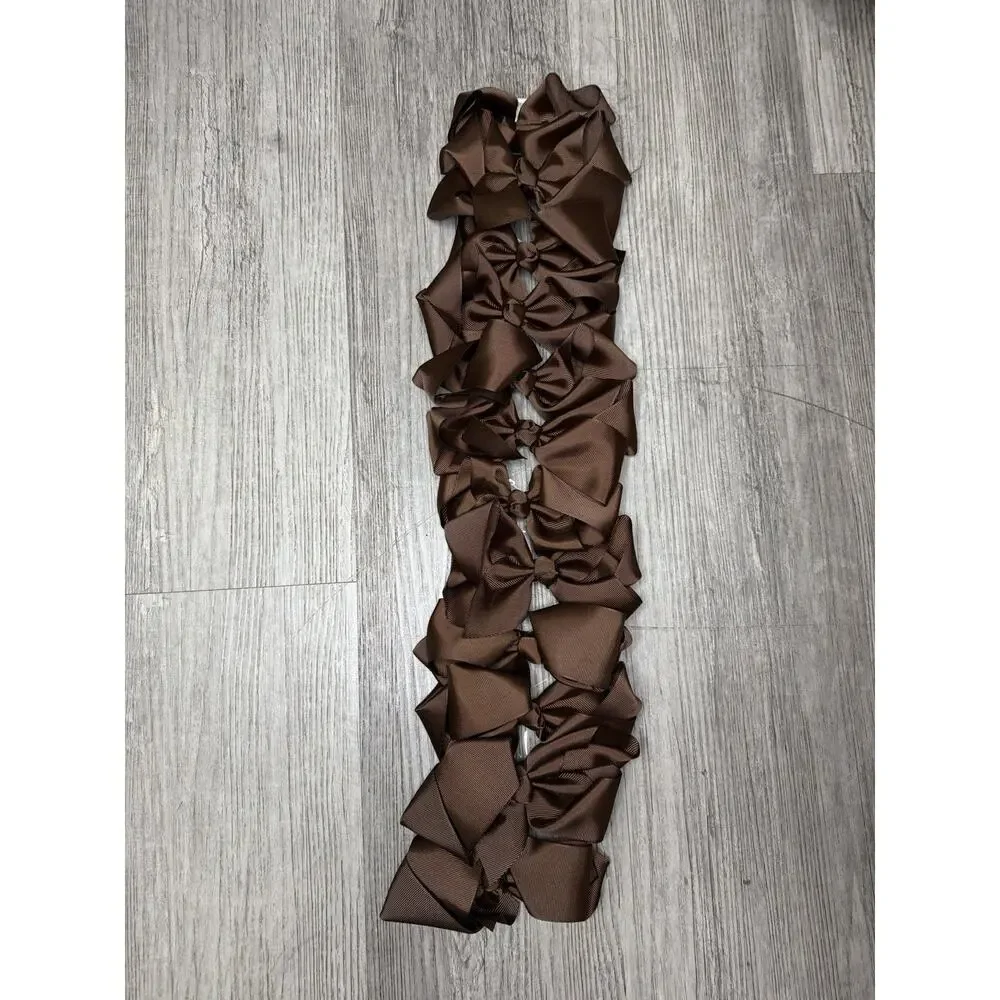 12 JUMBO 6” Cheer Bow Girls Large Hair Bows Grosgrain Ribbon Brown USA SELLER